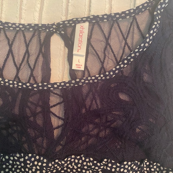 Navy blue and white polka dot top - Picture 2 of 4